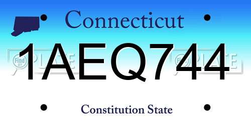 1AEQ744 Connecticut License Plate