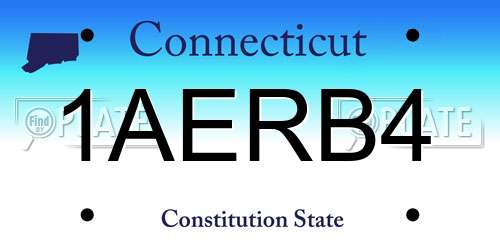 1AERB4 Connecticut License Plate