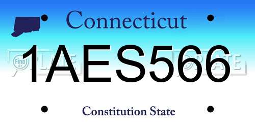 1AES566 Connecticut License Plate