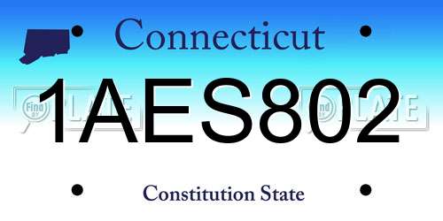 1AES802 Connecticut License Plate