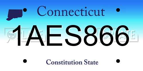 1AES866 Connecticut License Plate