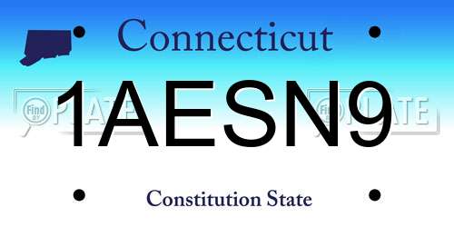 1AESN9 Connecticut License Plate