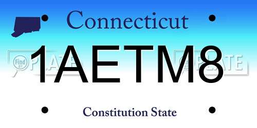 1AETM8 Connecticut License Plate