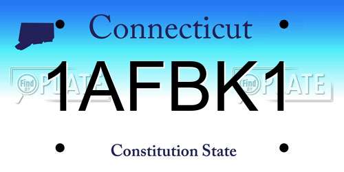 1AFBK1 Connecticut License Plate