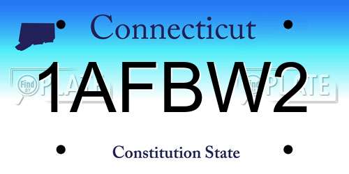1AFBW2 Connecticut License Plate