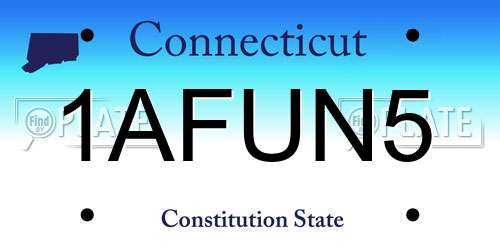 1AFUN5 Connecticut License Plate