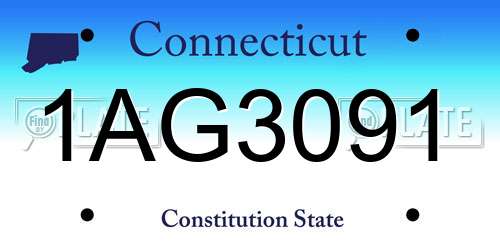 1AG3091 Connecticut License Plate