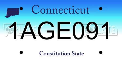 1AGE091 Connecticut License Plate