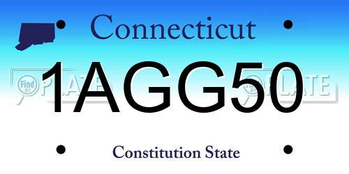 1AGG50 Connecticut License Plate