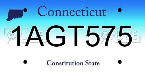1AGT575 Connecticut License Plate