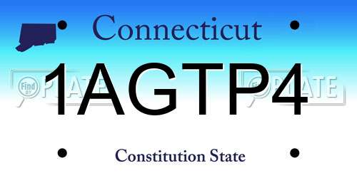 1AGTP4 Connecticut License Plate