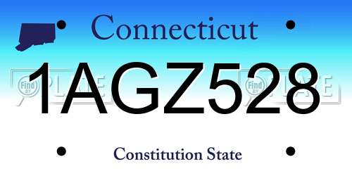 1AGZ528 Connecticut License Plate