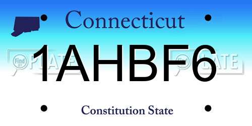 1AHBF6 Connecticut License Plate