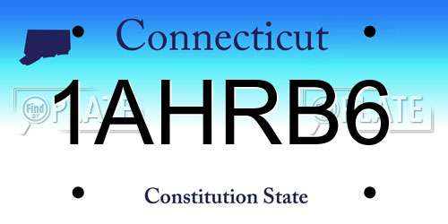 1AHRB6 Connecticut License Plate