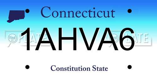 1AHVA6 Connecticut License Plate