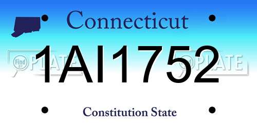 1AI1752 Connecticut License Plate