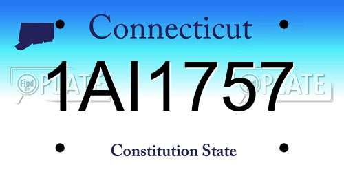 1AI1757 Connecticut License Plate