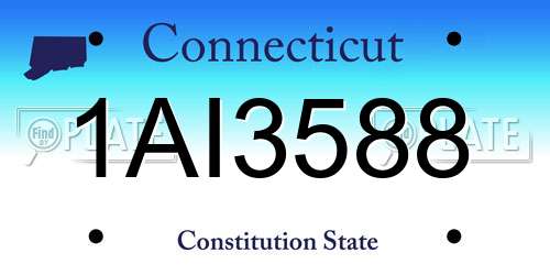 1AI3588 Connecticut License Plate