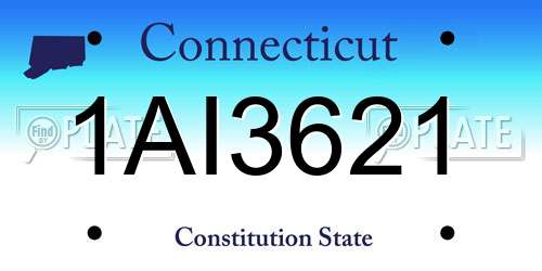 1AI3621 Connecticut License Plate