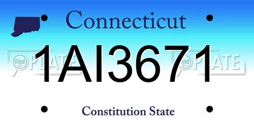 1AI3671 Connecticut License Plate