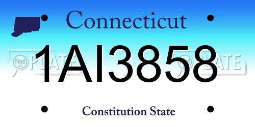 1AI3858 Connecticut License Plate