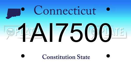 1AI7500 Connecticut License Plate