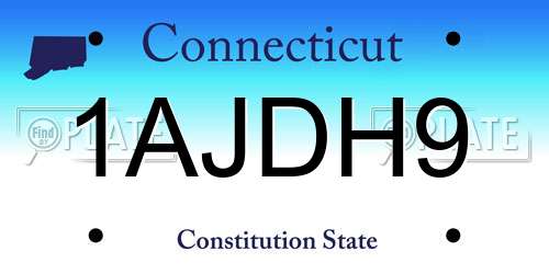 1AJDH9 Connecticut License Plate