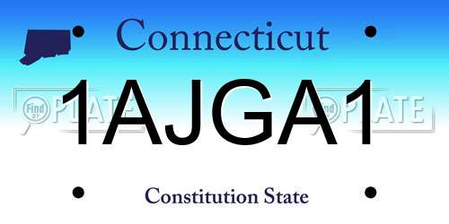 1AJGA1 Connecticut License Plate