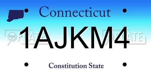 1AJKM4 Connecticut License Plate