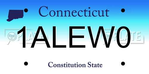 1ALEW0 Connecticut License Plate