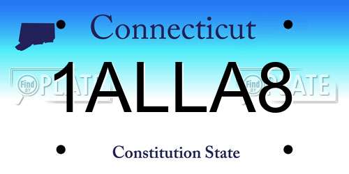 1ALLA8 Connecticut License Plate