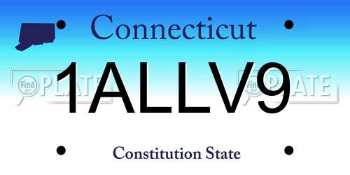 1ALLV9 Connecticut License Plate