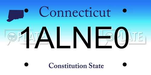 1ALNE0 Connecticut License Plate