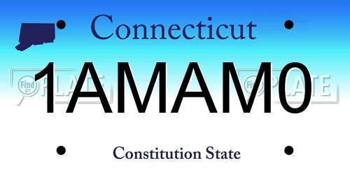 1AMAM0 Connecticut License Plate