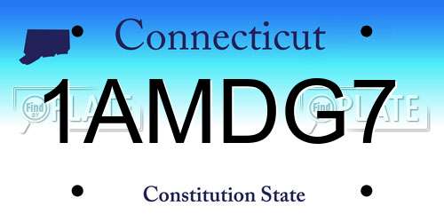 1AMDG7 Connecticut License Plate