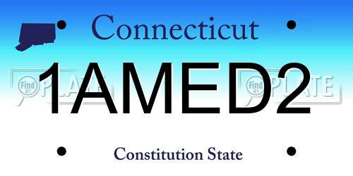 1AMED2 Connecticut License Plate