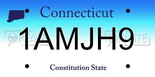 1AMJH9 Connecticut License Plate