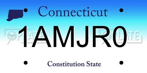 1AMJR0 Connecticut License Plate