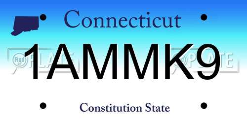 1AMMK9 Connecticut License Plate