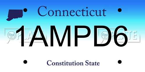 1AMPD6 Connecticut License Plate