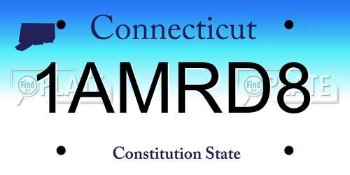 1AMRD8 Connecticut License Plate