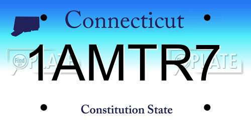 1AMTR7 Connecticut License Plate