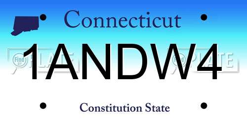 1ANDW4 Connecticut License Plate
