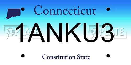 1ANKU3 Connecticut License Plate