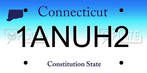 1ANUH2 Connecticut License Plate