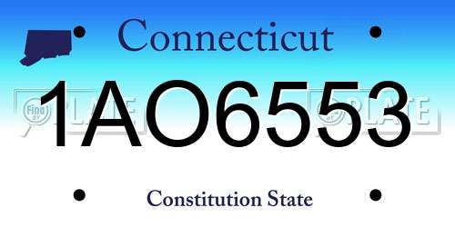 1AO6553 Connecticut License Plate