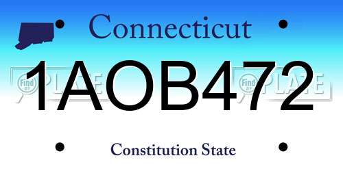1AOB472 Connecticut License Plate