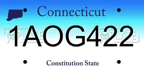1AOG422 Connecticut License Plate
