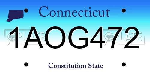 1AOG472 Connecticut License Plate