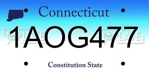 1AOG477 Connecticut License Plate